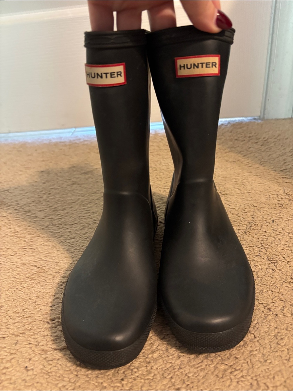 Hunter Kids Black Tall Rain Boots with Logo